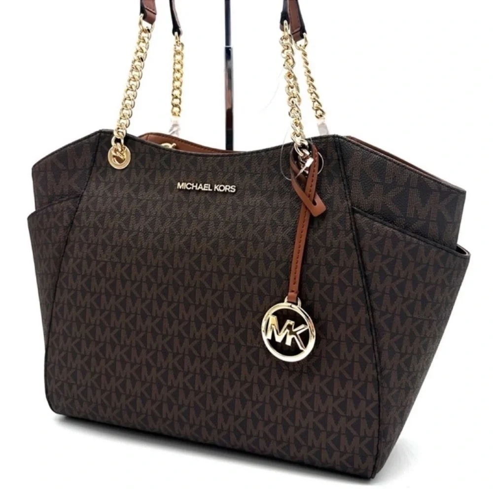 Michael Kors Large Jet Set Travel Chain Shoulder Bag Brown - Picture 3 of 12